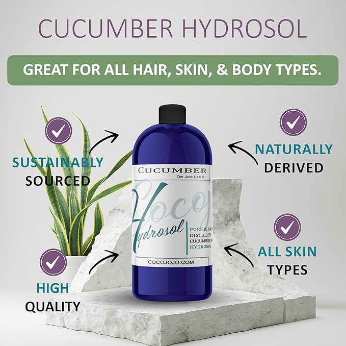 Dr Joe Lab Cucumber Hydrosol Spray Toner for face Floral Water Hydrating Mist, Pure and Natural for All Skin Types COCOJOJO - 32 oz