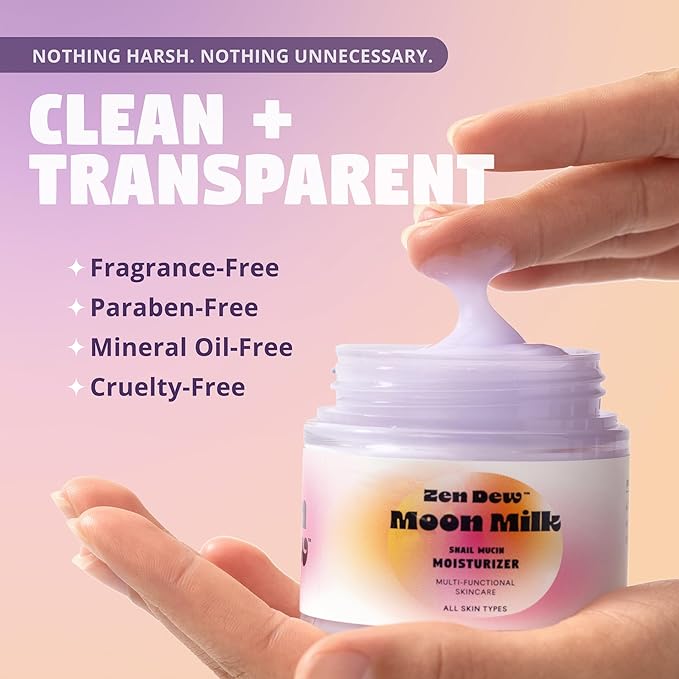 Moon Milk Snail Mucin Moisturizer Gel Cream (3.52 oz) Korean Snail Mucin Serum Cream that Replenishes Moisture & Leaves Skin Brighter, Plumper, Soothed & Smooth