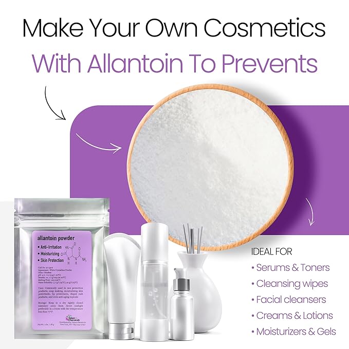 Allantoin Powder Cosmetic Grade 1 Oz / 28 Grams - Organic Allintoin for DIY Emulsion Cream Lotion Skin Care - Hydrates & Promotes Exfoliating Dry Skin Ideal for Skincare by Talsen Chemicals