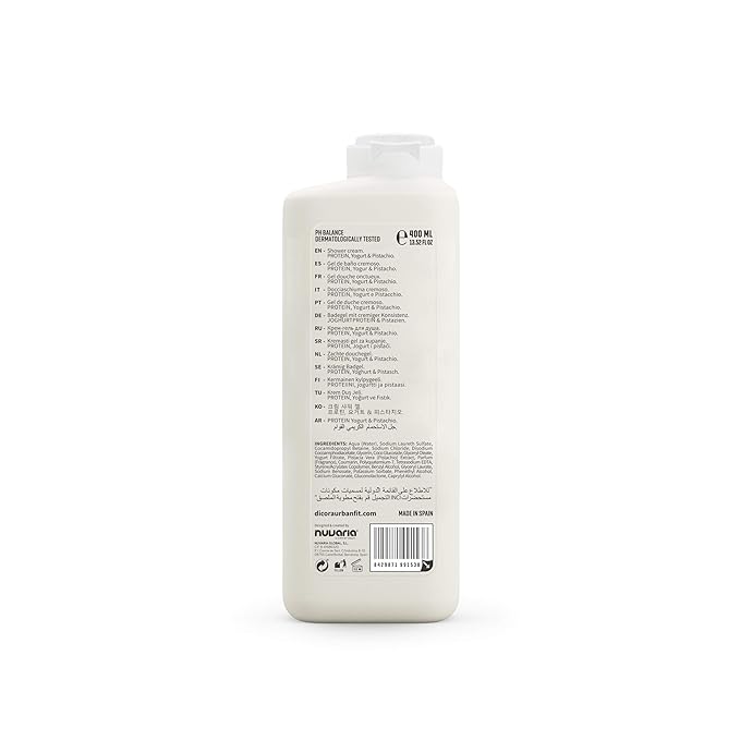 Dicora Urban Fit Shower Cream - Hydrating Women and Mens Body Wash - Shower Gel For Skin Protection - Natural Formula - Yogurt And Pistachio - 13.5 oz
