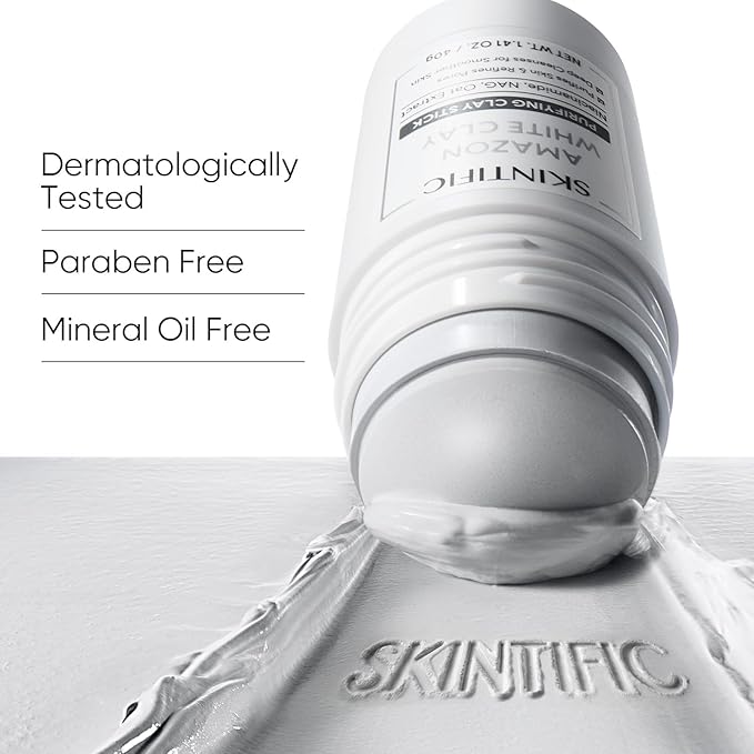 Amazonian White Clay Purifying Stick, Deep Clean Pores Mud Mask with White Clay, Volcanic Soil, Gentle Exfoliating, Refines Pores, Smoothing Skin, Non-Drying, Skincare Facial Mask