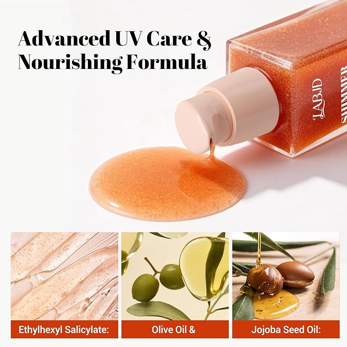 Sun Shield Body Glow, Broad Spectrum SPF 50, Infused with Shimmering Body Oil, Lightweight Shimmering Gel Texture Absorbs Quickly, Hydrates, Brightens, Non Sticky, Glowing Results, Bronze (1)