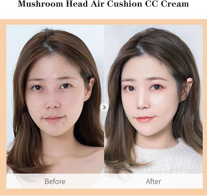 UYI Mushroom Head Air Cushion CC Cream Foundation U.Yi Refreshing Flawless Little Mushroom BB Cream UYI CC Cream Waterproof Oil Control Full Cover Foundation Natural Coverage (21#+22#+23#)