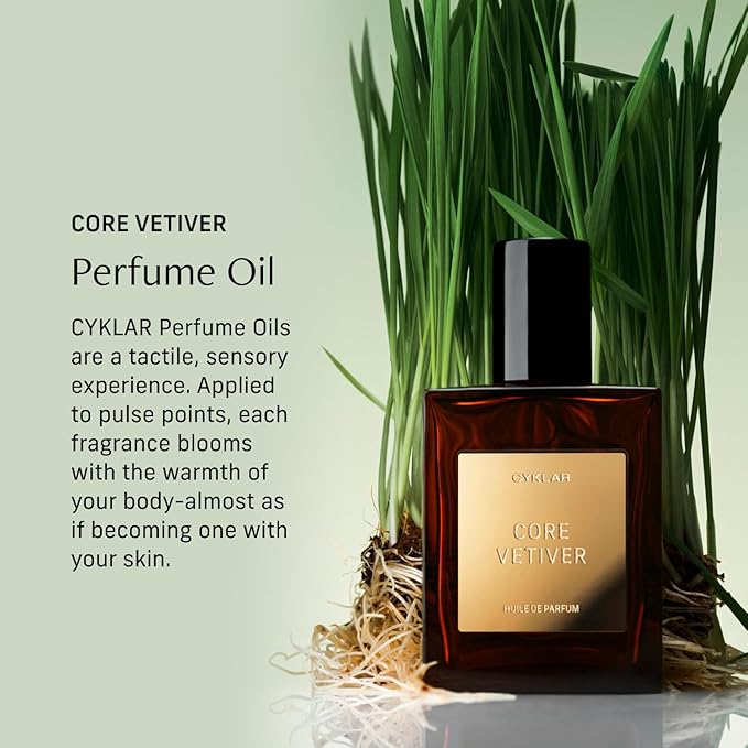 CYKLAR Perfume Oil for Skin – Core Vetiver Scent – Crisp & Aromatic Perfume Fragrance with Driftwood & Clary Sage Notes – Travel-Friendly 30ml