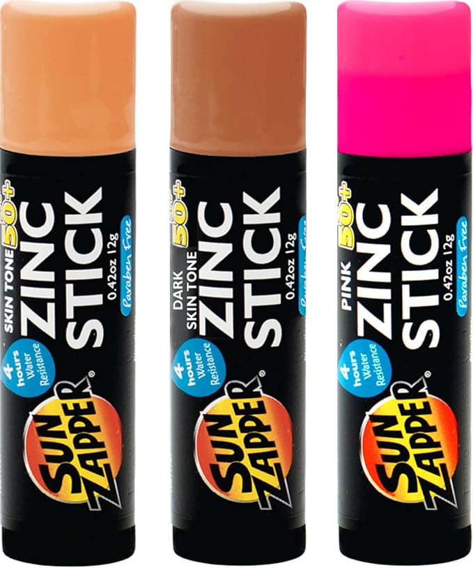 Sun Zapper Zinc Sunscreen Stick Beauty 3-Pack SPF 50+ (Light, Dark, Pink) – Tinted Mineral Sunscreen for Face, Makeup SPF Blush Stick, Water Resistant, Travel Size 12g (0.42 oz) each, Australian Made