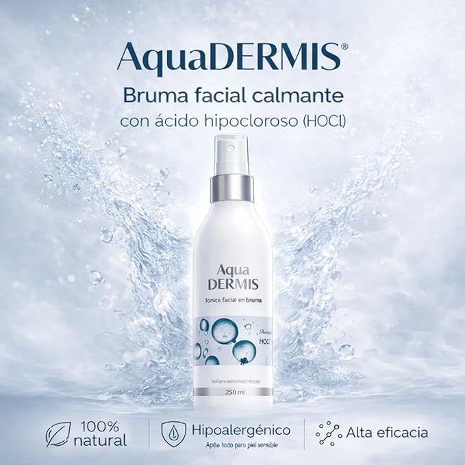 HOCl Facial & Body Mist Toner 250 ml (8.45 fl oz) – Hydrating Antibacterial Spray for Sensitive & Acne-Prone Skin – pH Balanced, Alcohol-Free, Dermatologist-Tested