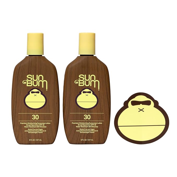 Sun Bum Original Moisturizing Sunscreen Lotion SPF 30 with Sonny Sticker, Vegan and Hawaii 104 Act Compliant Octinoxate & Oxybenzone Free, Broad Spectrum UVA/UVB, Vitamin E, 2 Pack, 8 oz
