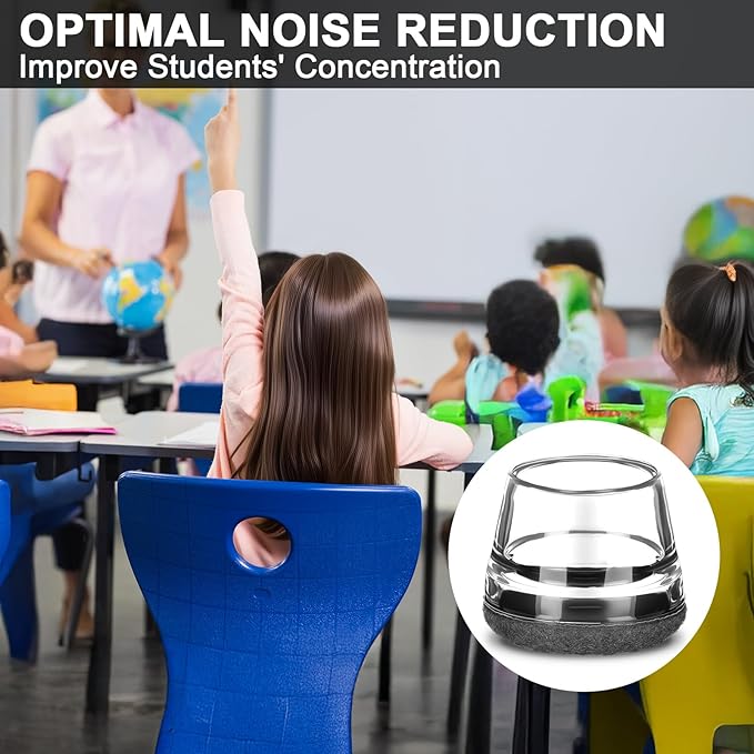 Chunful 32 Pcs Chair Leg Floor Protectors TPE Classroom Chairs & Desks Leg Covers with Quiet Felt Sliders Prevent Floor Scuffs & Scratches Desks Foot Caps Pads Teacher Classroom Supplies (Dark Gray)