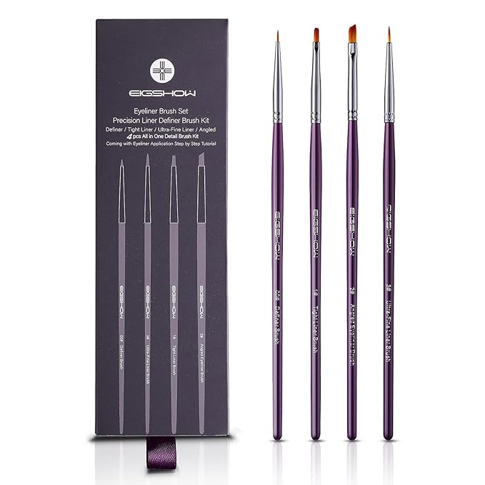 EIGSHOW Eyeliner Brush Set, Ultra Fine Gel Eyeliner Brush for Precision Eye Liner, Eyebrow Filling, Face Painting, 4 Pieces