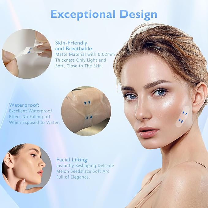 NBF Face Tape Lifting Invisible,Face Lift Tape Invisible for Sagging Skin, Instant Facelift Tapes for Women, Neck, Jowls Lifts Sagging Skin, Visible Results in Seconds, Concealed Makeup Tape-ABC