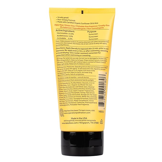 The Naked Bee Vitamin C Face & Body Sunscreen Protection (5.5 Oz) - Suncreen Moisturizing Vitamin C Cream - Sunblock - Sunflower Oil & Aloe with Spf 30