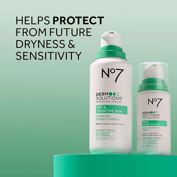 No7 Derm Solutions 100hr Hydrating Face Moisturizer - Face Cream Formulated with Ceramides, Niacinamide & Adaptogens to Help Maintain Moisture Barrier - For Sensitive & Dry Skin (3 Fl Oz)