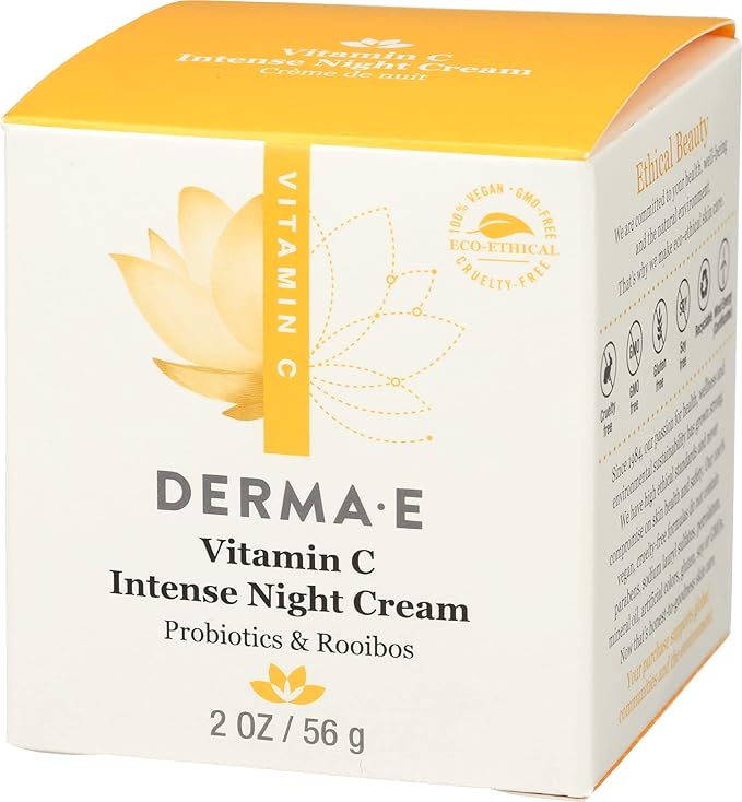 Derma E Vitamin C Intense Night Cream, Parabens Free, Vegan, 2 Ounces (Pack of 1)
