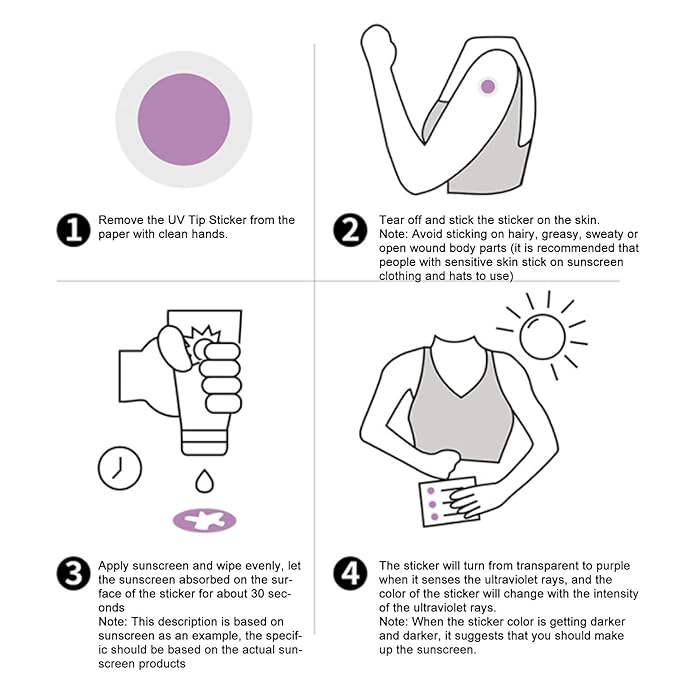Stickers V-Stickers for Sunscreen, 120 Count V Detection Stickers, Sweat-proof Sunscreen Stickers, You Can Wear All Day, Changes Color to Help Prevent Sunburn