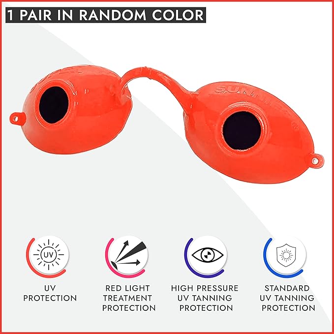 Super Sunnies UV Eye Protection FDA Compliant Eyeshields, Tanning Bed Goggles, Red Light Therapy Glasses w/Strap