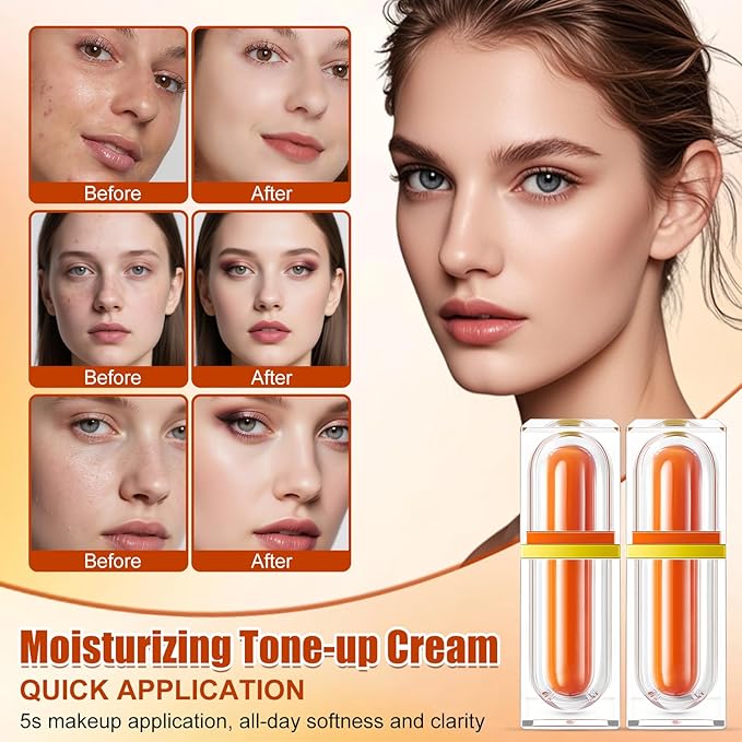 2Pcs Five Vitamin C Face Cream and Conceals, 2025 NEW VC Cream for Face, Fivefold Vitamin C BB Creams, Lightweight Long Lasting