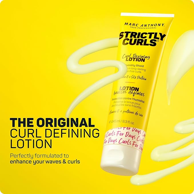 Marc Anthony Curl Defining Hair Styling Lotion for Curly Hair, Strictly Curls - Long Lasting Moisturizing Lightweight Gel for Maximum Curl Definition, Bounce & Shine - Styling Product Reduces Frizz
