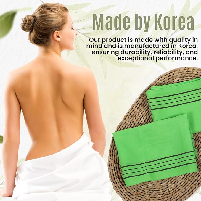 Extra Large Size 35.4" x 11" (4 PCs) Korean Asian Exfoliating Bath Washcloths Mitt Scrub for Body and Back washcloth Glove Viscose Rayon Towel for Soft Skin