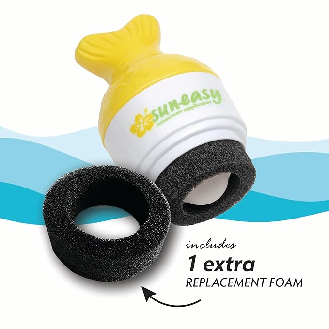 Sun-Easy Sunscreen Applicator, Refillable Roll-On with Sponge for Kids and Babies, Fun, Fast and Mess-Free application, Holds 80 ml, Fish/Blue Cap