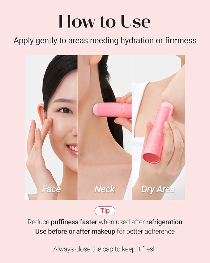 THESAEM Iceland Hydrating Collagen Eye Stick with Cute Bear Keyring Set - 6 Types Collagen Anti-Wrinkle Cooling Balm for Saggy Skin – Under Eye Treatment - Portable K-Beauty Charm, Rose Scent, 0.38oz