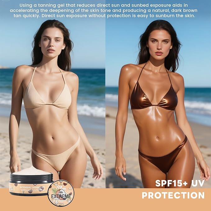 Intensive Tanning Gel,Dark Tan Accelerator Gel for Outdoor Sun & Tanning Beds (Cocount)