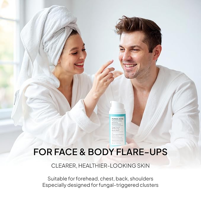 Fungal Acne Care 2-Step Routine: Helps with Bumps, Clusters, Itch & Redness – Body Acne Scrub + Lightweight Anti-Fungal Face & Body Lotion for Fungal Skin with Natural Actives