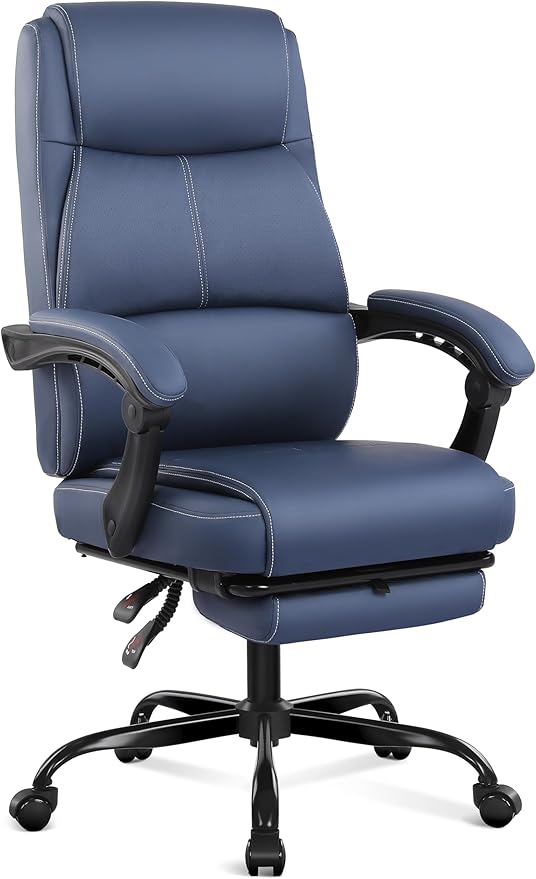 Misolant Big and Tall Office Chair with Footrest, High Back Desk Chair with Linkage Armrest, 90-155° Recline Executive Computer Chairs with Adjustable Height for Home