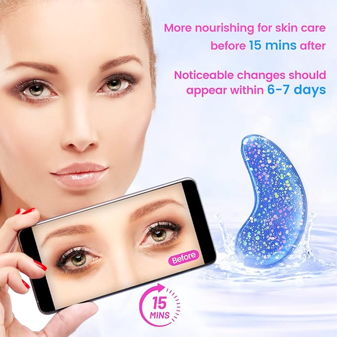 Eye Masks (8 Pairs) - Travel Essentials - Under Eye Patches for Dark Circles, Puffiness, Fine Lines with Collagen, Revitalises and Refreshes Your Skin, Bridesmaid Gift for Her