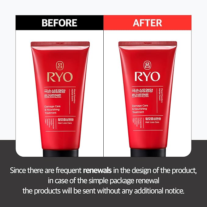 RYO Damage Care & Nourishing Treatment with Korean Ginseng & Caffeine - Deep Conditioning Mask for Repair and Moisturizing, Anti Loss Care, Strengthening hair roots, 10 Fl Oz.