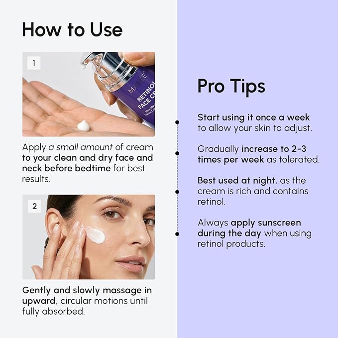 MAREE Face Moisturizer – Retinol Face Cream for Women Moisturizing with Collagen & Hyaluronic Acid – Day & Night Anti-Aging Facial Wrinkle DD Cream Moisturizer for Dry Skin – Crema Para la Cara