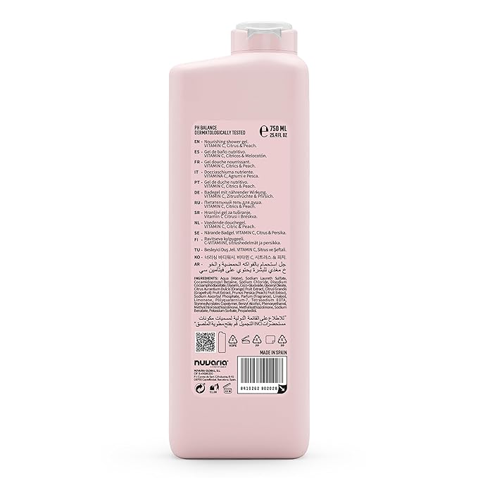 Dicora Urban Fit Shower Gel - Women and Mens Body Wash for All-Day Hydration - Prevents Premature Aging with Vitamin C - Citrus and Peach - 25.4 oz