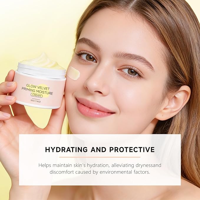 2026 New Glow Velvet Priming Moisture Cream, Pore Blurring and Makeup Gripping Primer, Hydrate and Lock Makeup All Day, Korean Skin Care for All Skin -1pcs