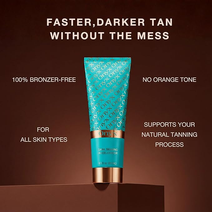 Onyx Strongest Dark Tanning Accelerator Lotion - Effective Tan Enhancer for Indoor & Outdoor Sun - Accelerates Melanin Production - No Stains & Streaks | Super Moisturizing | Tropical Scent | No-SPF