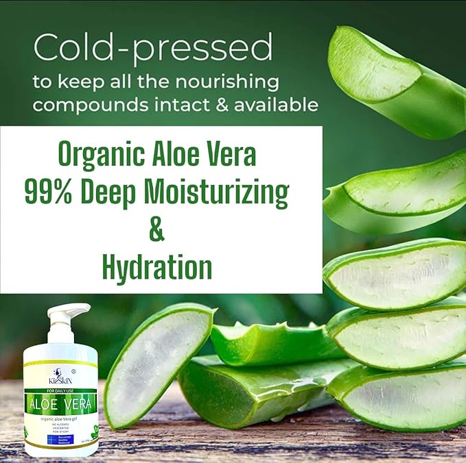 Organic Aloe Vera Gel, 100% Pure Soothing Moisturizer And Hydrating Gel, Fast Absorbing, For Face,Body,Hair,Skin,Scalp And Sunburn Relief, No Alcohol, Big 500ML Pump Bottle.