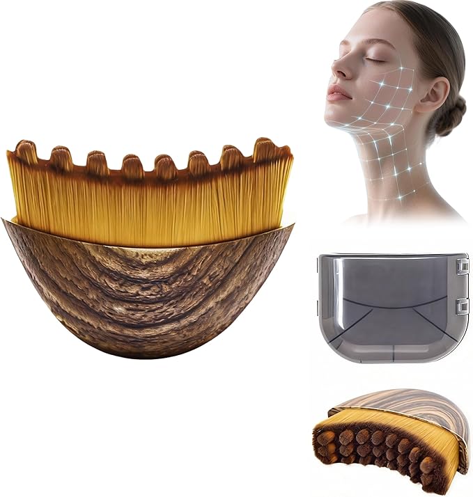 Lymphatic Contour Face Brush – Lymphatic Drainage Massager for Face, Chin & Jawline Sculpting, Anti-Puffiness Dry Brushing Tool with Ergonomic Design & Soft Bristles for All Skin Types