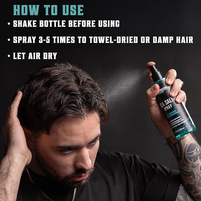 Viking Revolution Sea Salt Spray for Men - Hair Texturizing Spray with Kelp, Aloe Vera and Red Algae Extract - Surf Sprays to Add Volume and Texture for Men and Women Beach Hair - 8.8oz