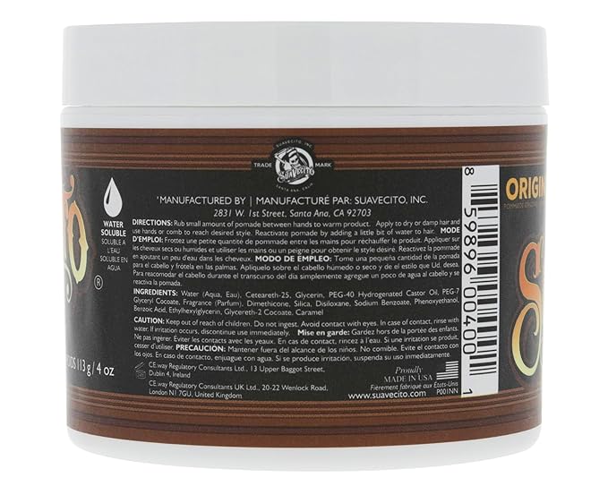 Suavecito Pomade Original Hold 4 oz, 3 Pack - Medium Hold Hair Pomade For Men - Medium Shine Water Based Wax Like Flake Free Hair Gel - Easy To Wash Out - All Day Hold For All Hairstyles