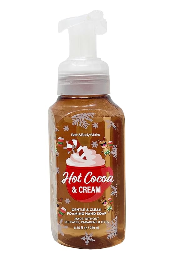 Bath & Body Works Hot Cocoa & Cream - 3 of Pack Gentle & Clean Foaming Hand Soap Bundle with a Natural Oats Sample Soap