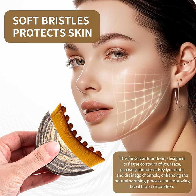 Upgrade Lymphatic Contour Face Brush,Lymphatic Drainage Brush,Dry Lymphatic Drainage Massager,Ergonomically Designed to Fit The Skin Precisely