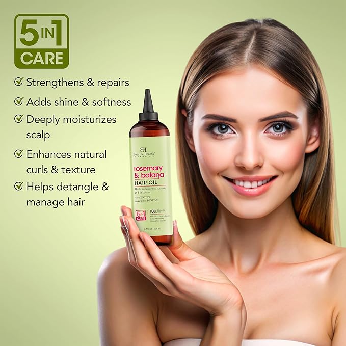 Botanic Hearth 100% Pure Rosemary Batana Oil For Hair Growth & Hair Treatment Oils 6.7 Fl Oz | Infused with coconut Oil | Hair Oil Repairs Dry Damaged Hair, Strengthening, Healthier | All Hair Types