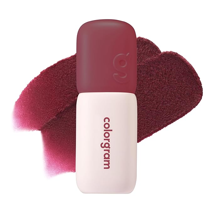 COLORGRAM NUDE BLUR TINT 12 BLOODY PLUM | K-Beauty Makeup, Soft-Focus Matte Lip Stain, 2-in-1 Lip & Cheek