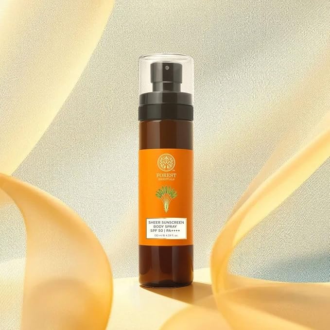 Forest-Essential's Sheer Sunscreen Body Spray, SPF 50 PA++++, Weightless Formula, Ayurvedic Botanicals, 130 ml