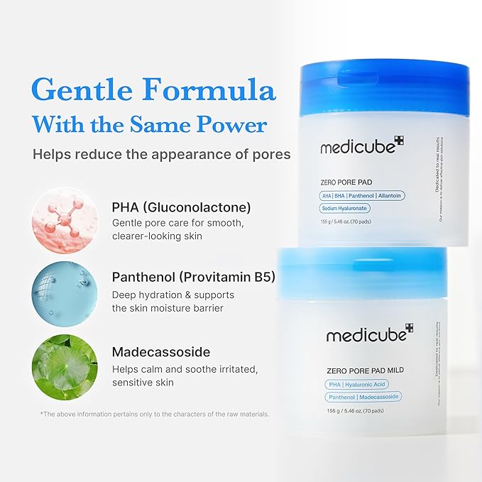 medicube Zero Pore Cleanse & Swipe Duo: Zero Pore Pad Mild + Zero Capsule Foam Cleanser | Exfoliating and Clarifying Pore Care Set for Refined Skin Texture and Excess Sebum Control