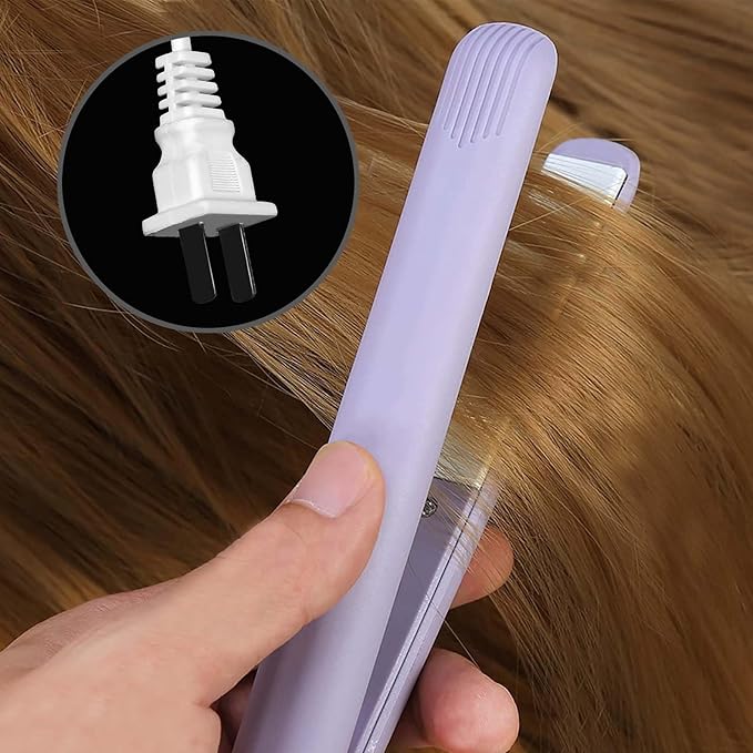 Mini Hair Straightener，2 in 1 Straight and Curly 100-240V 20W Tourmaline Ceramic + Plastic，Mini Flat Iron Small Mini Straightener Flat Iron for Travel, Dormitory or Home (US Plug)