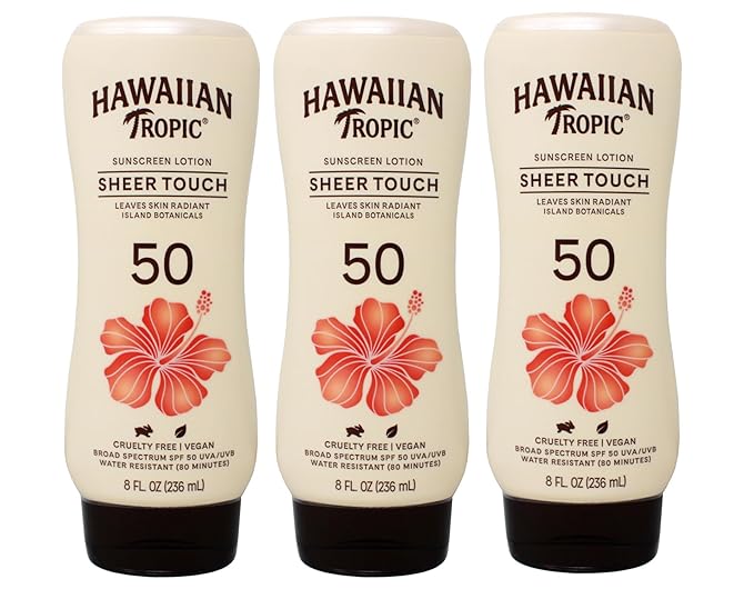 Hawaiian Tropic Sheer Touch Sunscreen SPF 50 Plus 8 oz (Pack of 3)