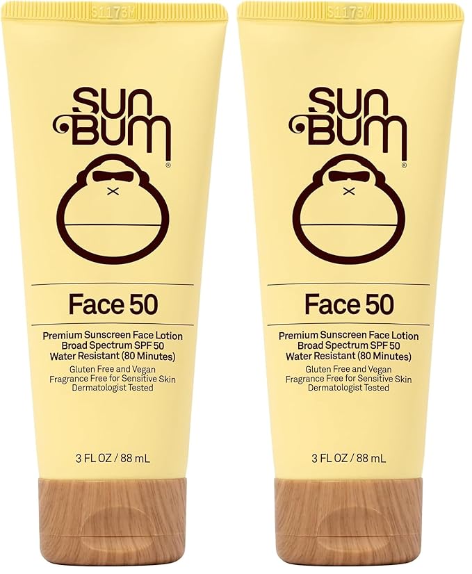 Sun Bum Original SPF 50 Sunscreen Face Lotion - Broad Spectrum Moisturizing Facial Sunscreen with Vitamin E -Fragrance Free - Travel Size - 3 oz (Pack of 2)