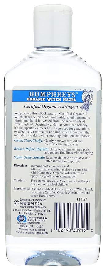 Humphrey's Witch Hazel Astringent 100% All Natural Witch Hazel 16 Ounce