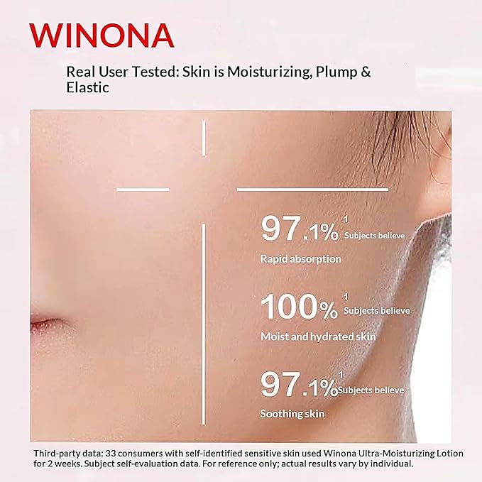 Winona Extreme Moisture Toner, Herbal Formula with Yunnan Camellia Extract and Seaweed, Soothing and Hydrating for Sensitive Skin, 120g