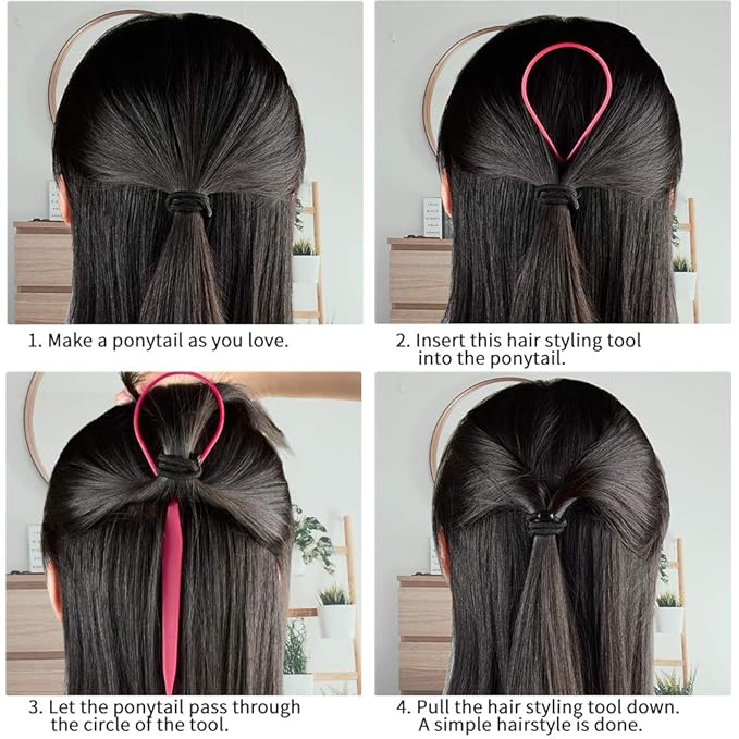 TsMADDTs Hair Braiding Tools, Hair Styling Kit with Topsy Tail Tools and French Braiders for Ponytail