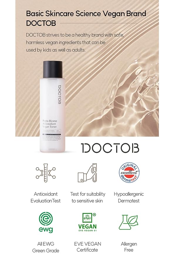 TheMogan DOCTOB Pepta-Biome Antioxidant Vegan Toner - 81% Flower Water, Hydrating, Anti-Aging, Balance, Strengthen Skin 150ml/5.07 fl.oz